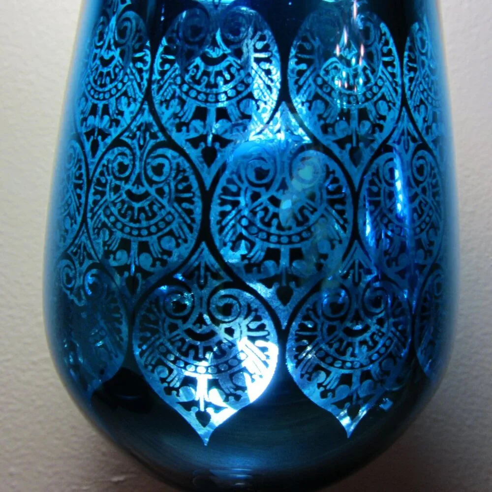 28 oz Z. Gallerie Puccini goblet wine glass peacock blue NWT (W5025)